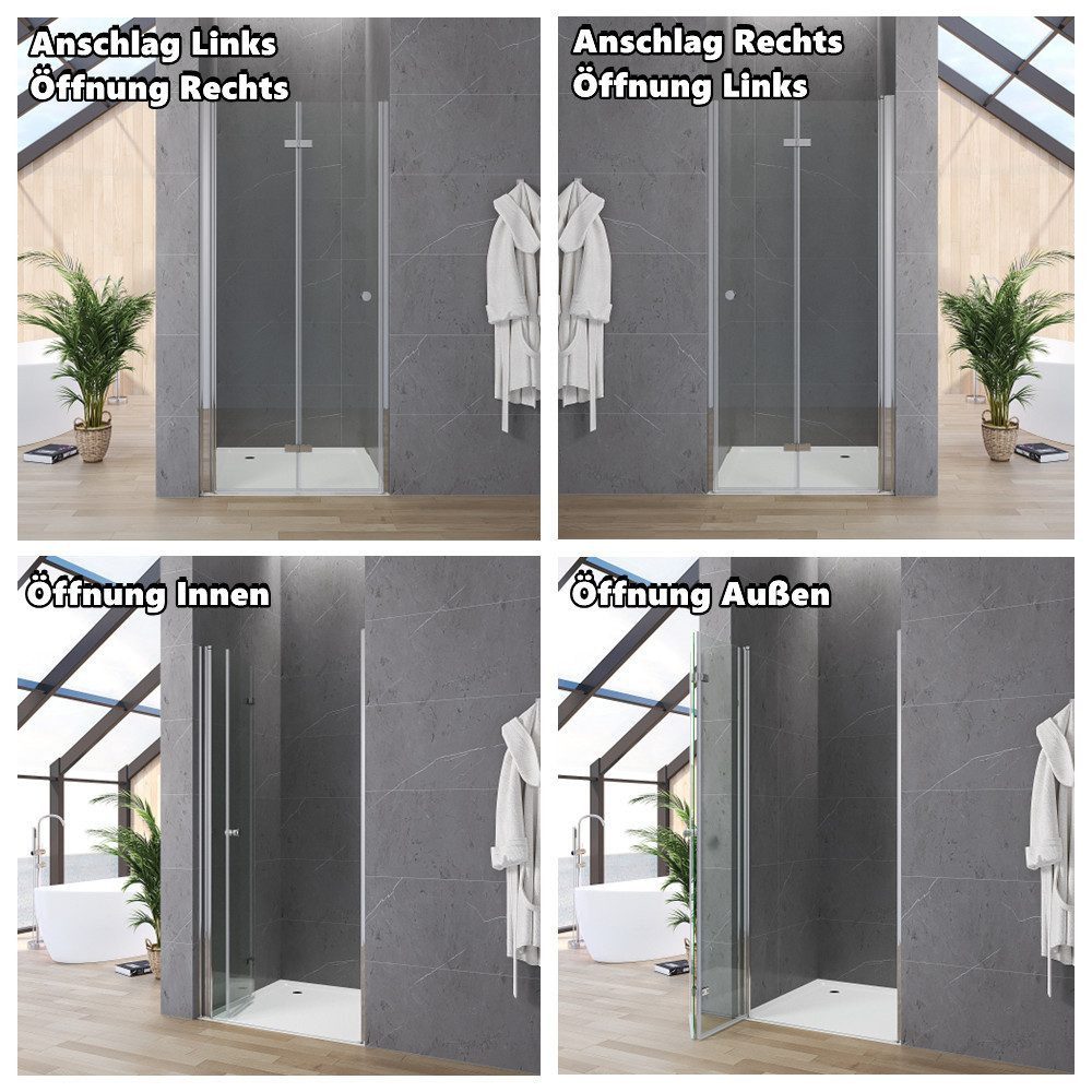 Thumbnail - AQUALAVOS Dusch-Falttür Duschtür Falttür Nischentür Duschabtrennung 2 Teilig Glas Duschwand, 70x187 cm, 5 mmEinscheiben-...