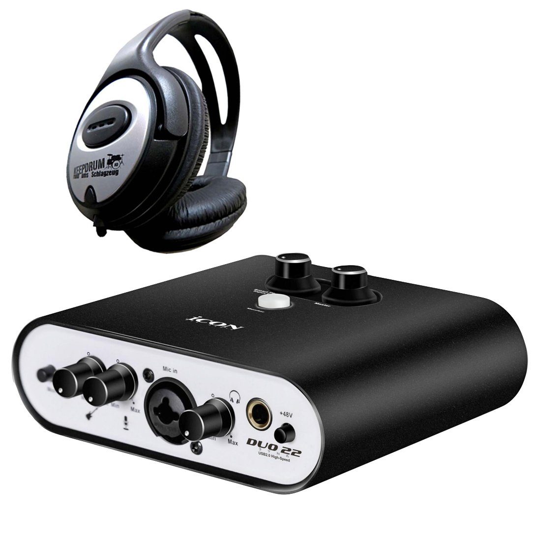 iCON Pro Audio Duo22 Dyna USB-Audio-Interface Digitales Aufnahmegerät (mit Kopfhörer)