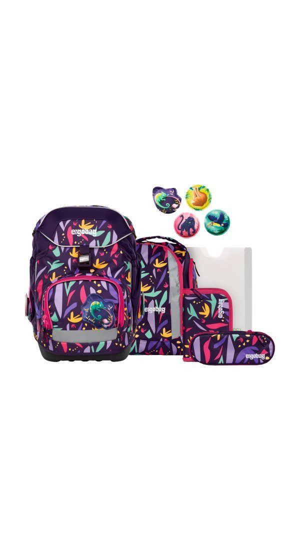 ergobag Schulranzen pack Set (6-tlg., 6-teiliges Set), größenverstellbares Rückensystem