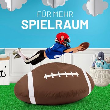 Lumaland Sitzsack Football-Sitzsack 80 x 160 cm XL Bodenkissen Gaming, Indoor/Outdoor wasserabweisend waschbar robust