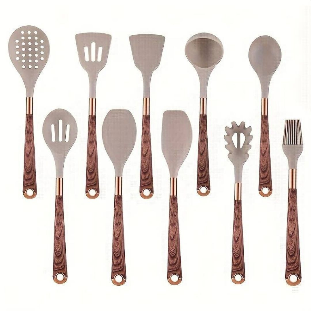 Faizee Möbel Kochbesteck-Set 10-teiliges Silikon-Kochgeschirrset für die moderne Küche