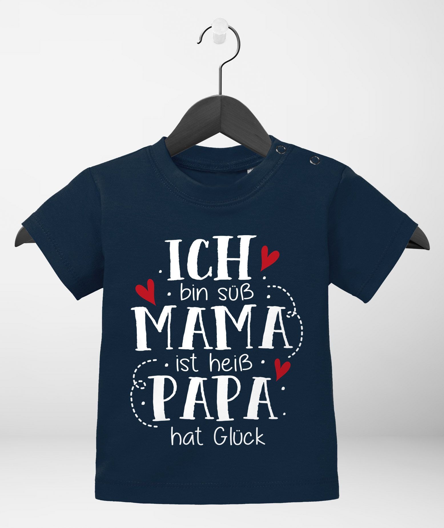 Print-Shirt Baby T-Shirt kurzarm Ich bin süß Mama ist heiß Papa hat Glück