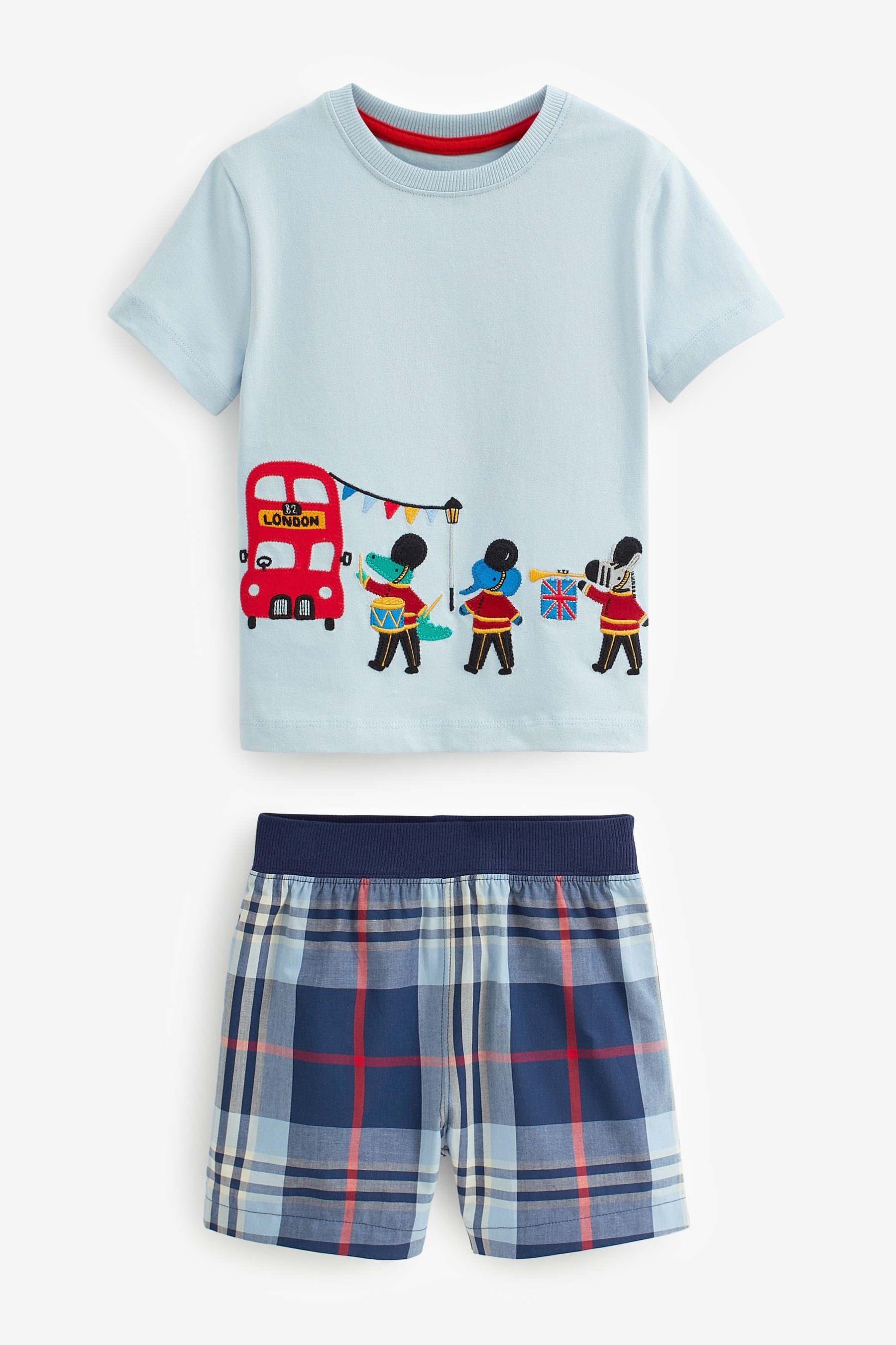 2er-Pack Pyjamas, Pyjama Bus Red/Blue Applique (4 London Next Kurze tlg)
