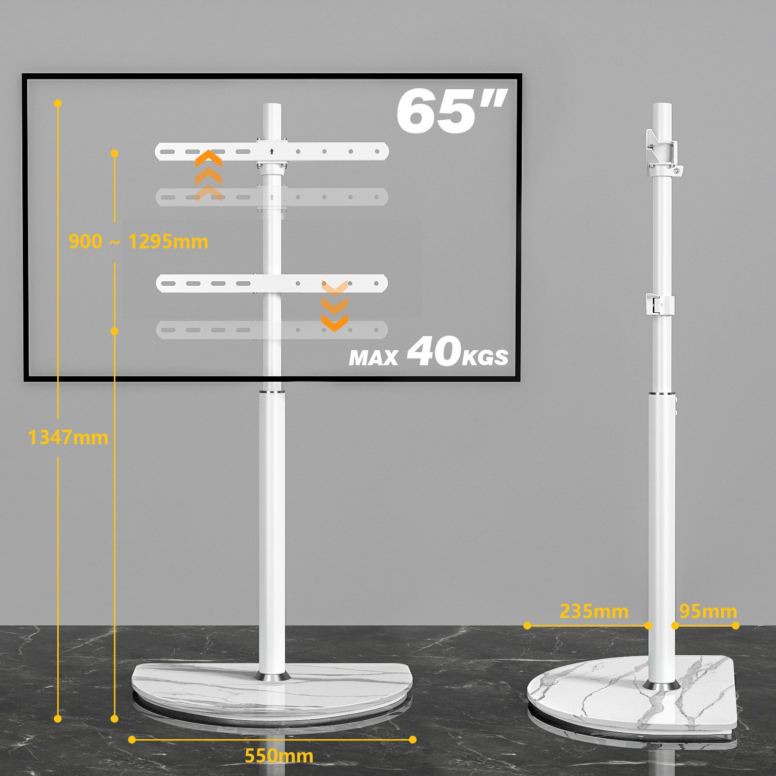 Rfiver TV-Ständer TV-Bodenständer für 32-65 Zoll Fernseher mit ± 25 Grad schwenkbar, (bis 65 Zoll, 1-tlg., höhenverstellbarer Eck-TV-Ständer bis zu 40 kg)