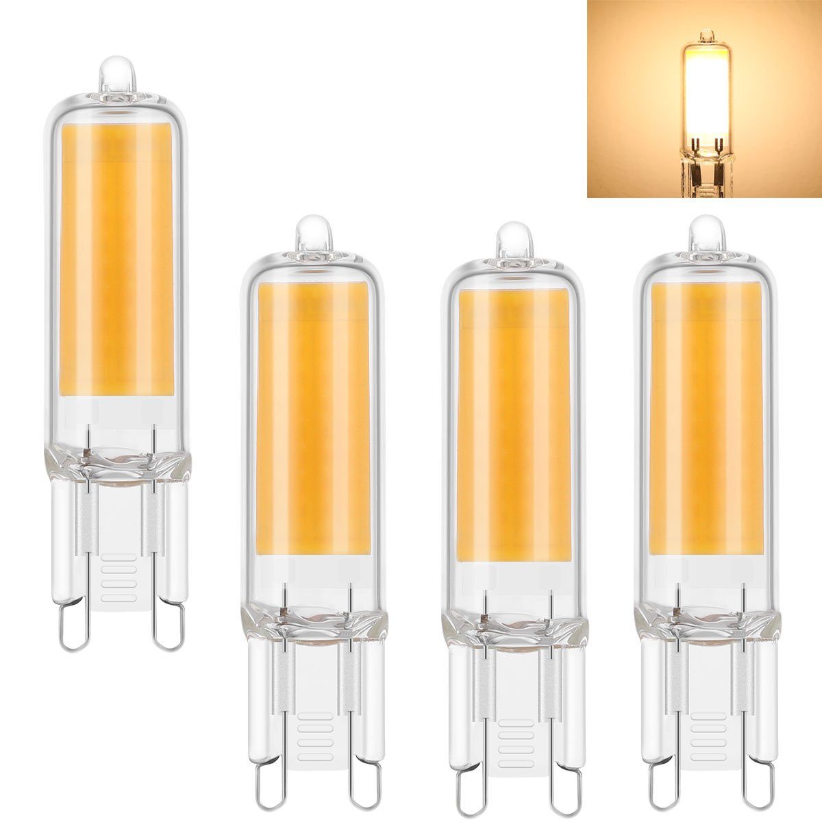 oyajia Flutlichtstrahler 4/8x G9 LED Leuchtmittel 3W 5W COB Birne Ersatz Halogenlampe 2700K, LED wechselbar, Warmweiß, LED Energiesparlampen Nicht Dimmbar AC 230V