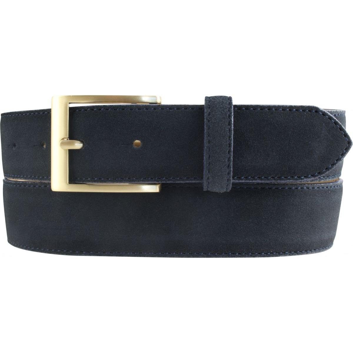 aus cm - für BELTINGER - Ledergürtel 35mm 3,5 Gold Dunkelblau, Gürtel Velour-Ledergürtel Veloursleder Herren