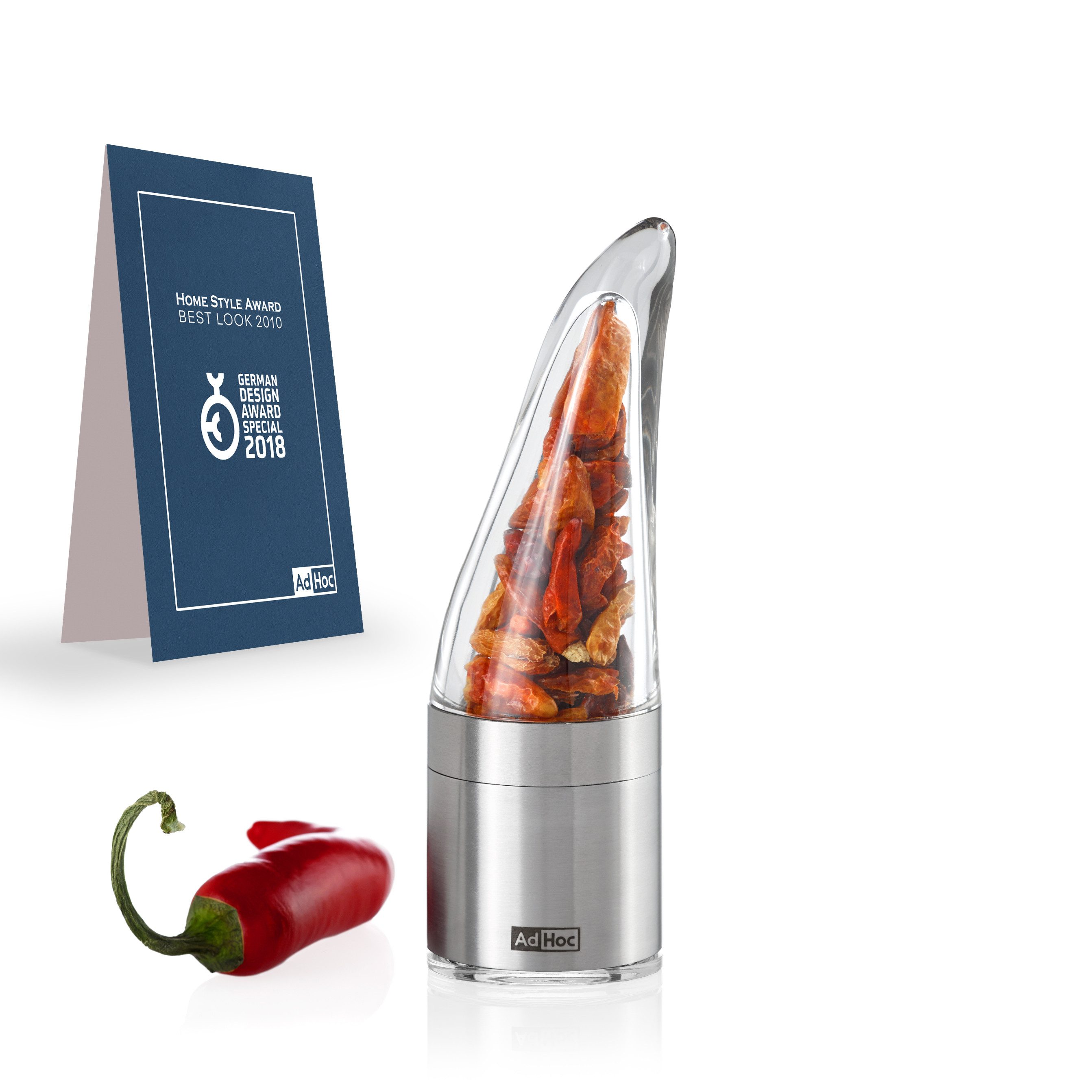 AdHoc Chilimühle PEPINO manuell, (1 Stück), Mini Chilischneider mit original SchneidWerk