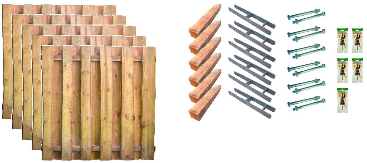 Tetzner & Jentzsch Bohlenzaun Seattle 3, (Set), 5 Elemente, LxH: 954x180 cm