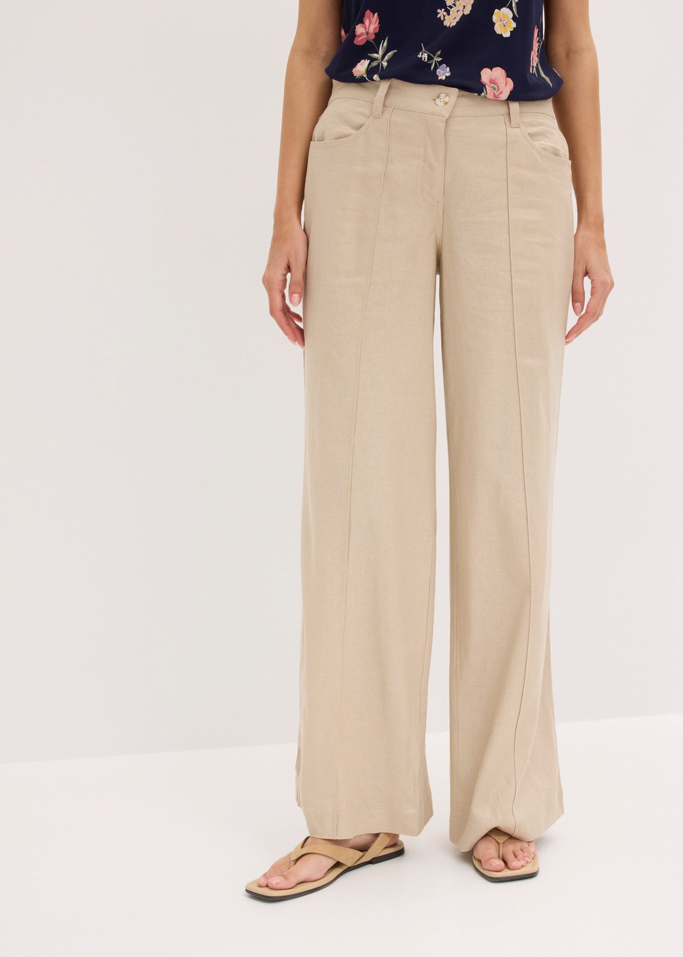 bonprix Palazzohose aus Leinen und Viskose, Loose Fit, eleganter Stil