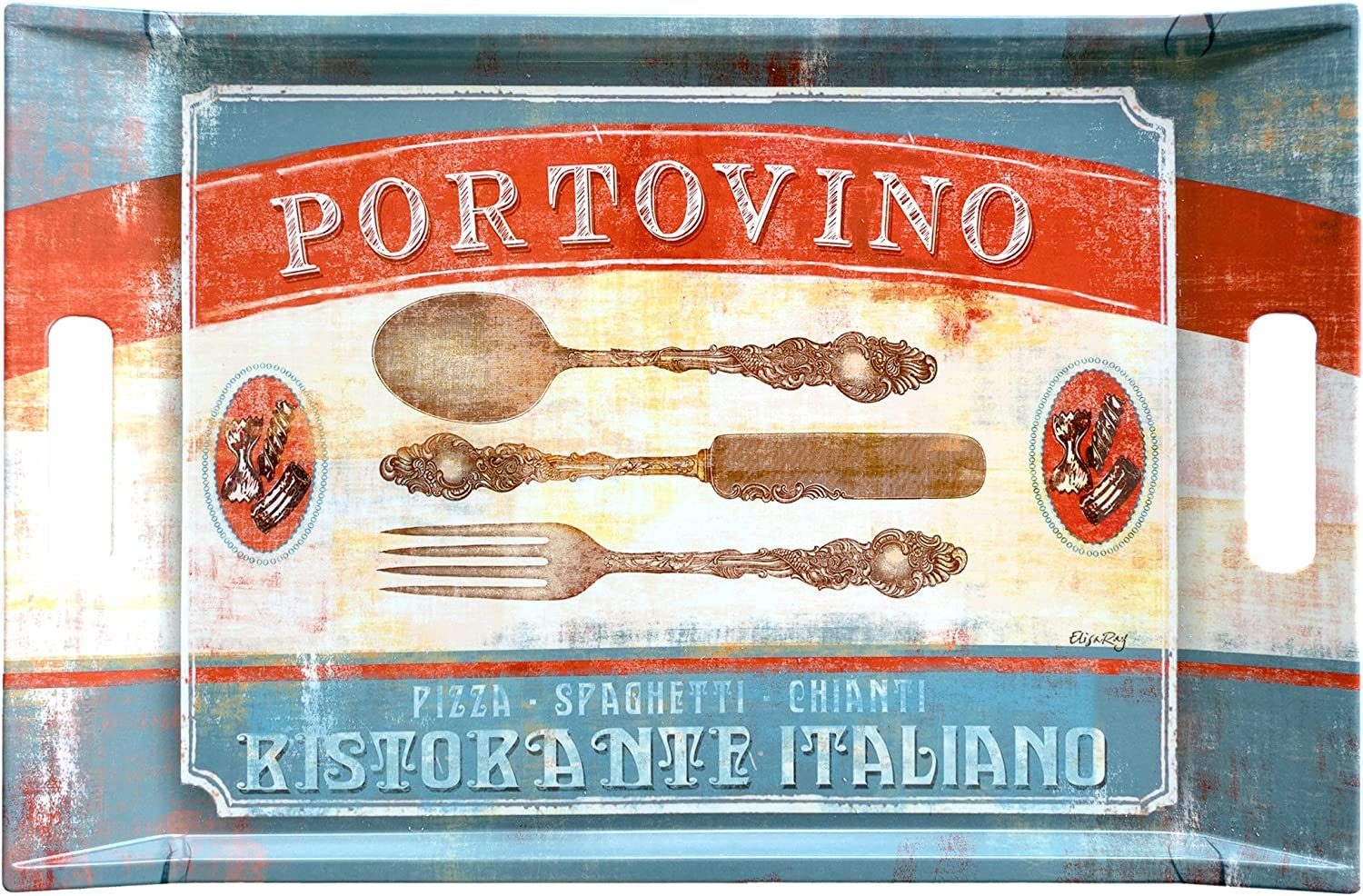 Lashuma Tablett Portovino, Melamin, (1-tlg), Buntes Kunststofftablett mit Griffen 47x31 cm | Tabletts
