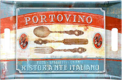 Lashuma Tablett Portovino, Melamin, (1-tlg), Buntes Kunststofftablett mit Griffen 47x31 cm