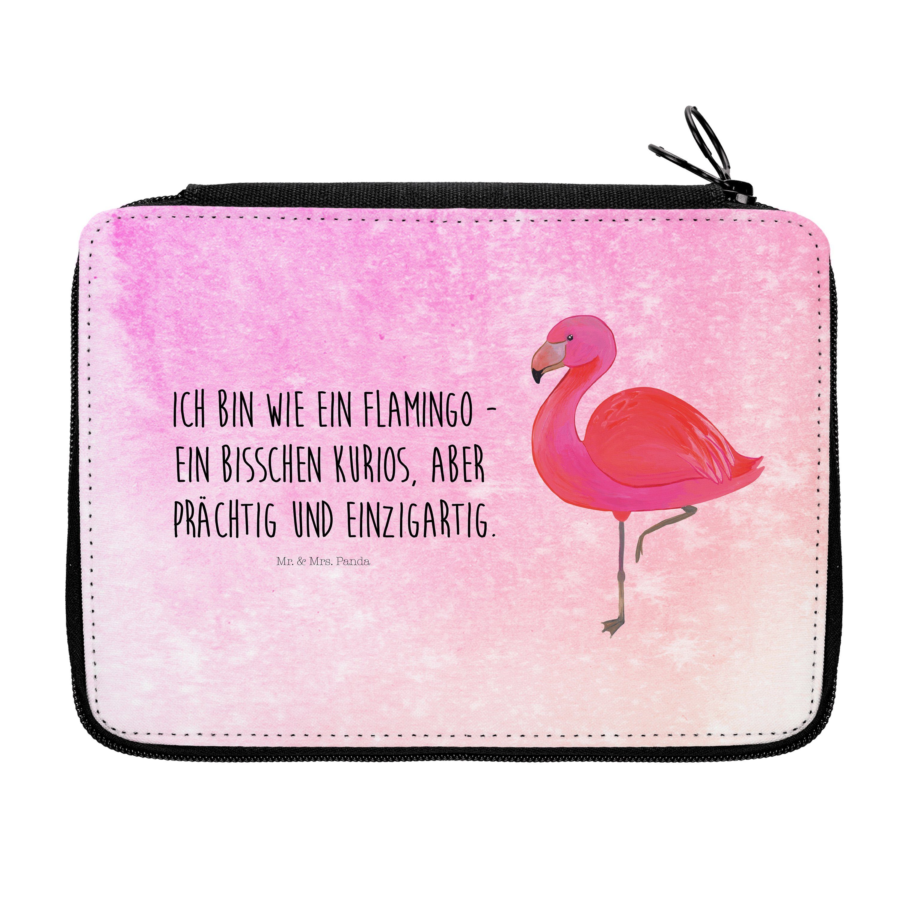 Mr. & Mrs. Panda Federmäppchen Flamingo classic - Aquarell Pink - Geschenk, stolz, Sohn, Außenseiter, (1-tlg)