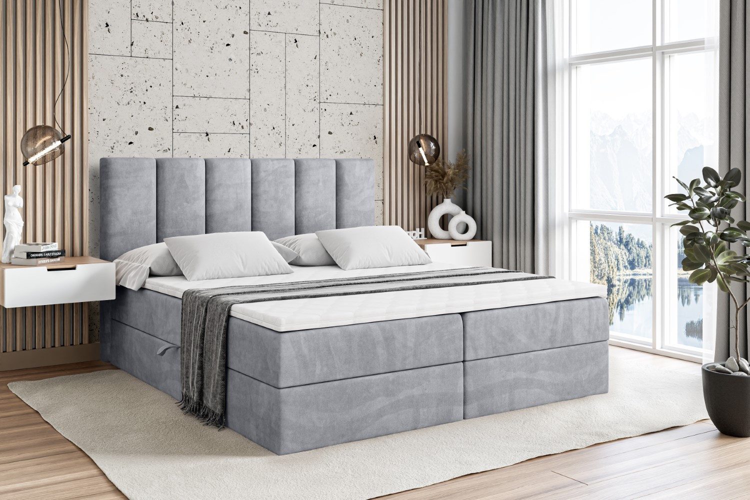 ALTDECOR Boxspringbett BOXI1 (Multipocket-Matratze H4, H3 Matratze Bonellfederung, Topper, Kopfteil)