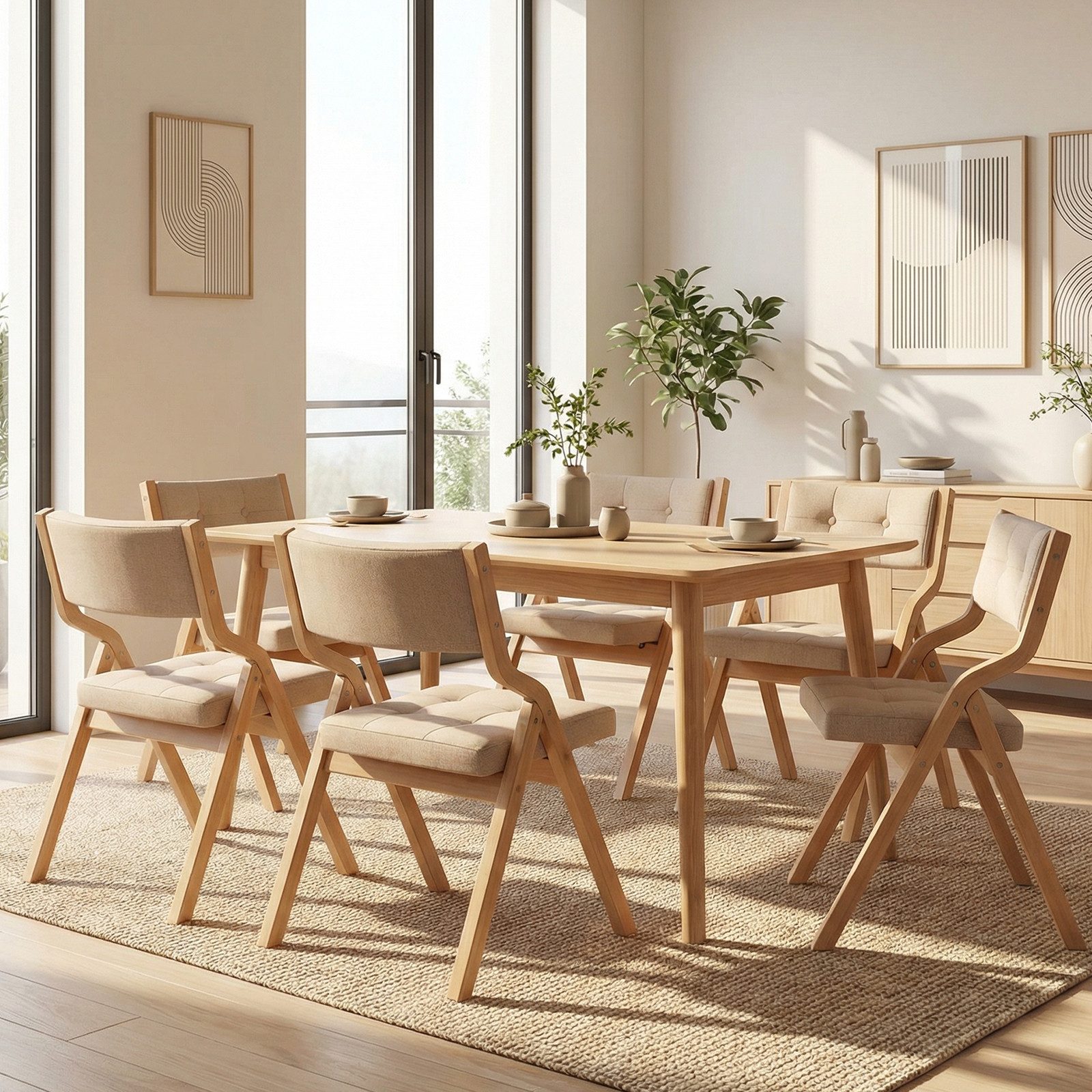TLGREEN Klappstuhl,Küchenstuhl mit gepolstertem Sitz, (6 St), ergonomisch, platzsparend, rutschfest & stabil