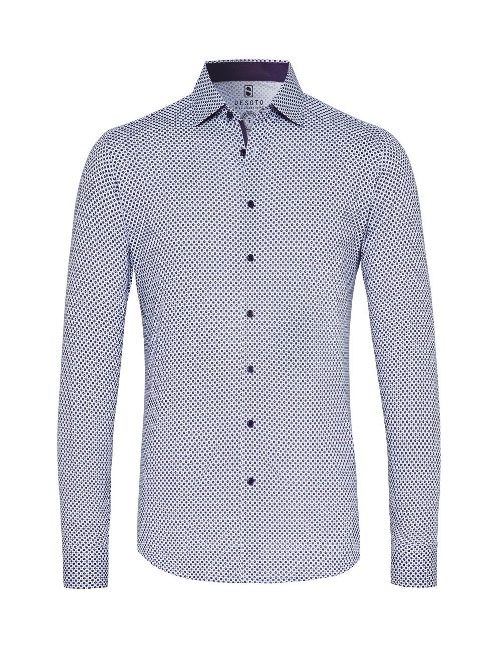 DESOTO Langarmhemd Jerseyhemd Casual Kent langarm Flexibler Stretch, mit Minimal Print, Kentkragen – Bild 5 von 5