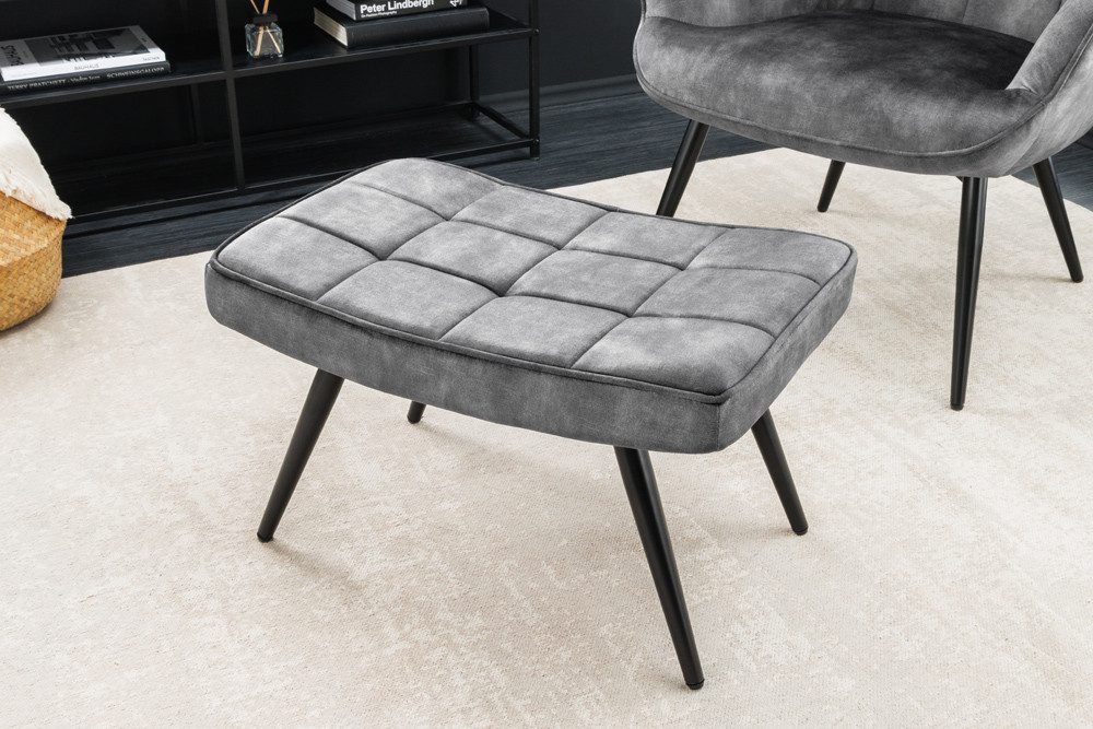 riess-ambiente Fußhocker SCANDINAVIA grau / schwarz (Einzelartikel, 1 St), Wohnzimmer · Samt · Metall · Scandinavian Design