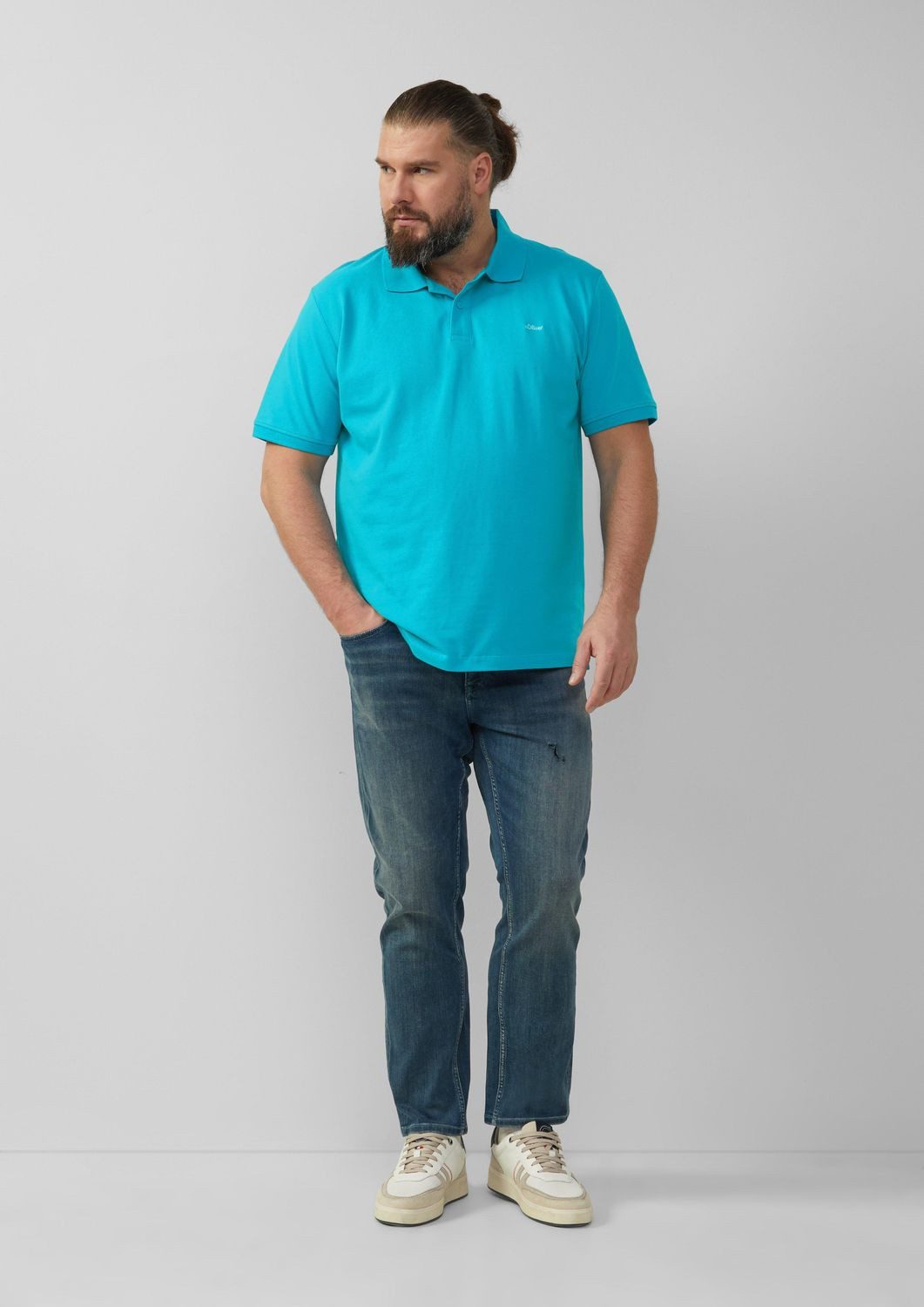 s.Oliver Poloshirt Big Size (1-tlg) Kragen, Köpfe, Logo