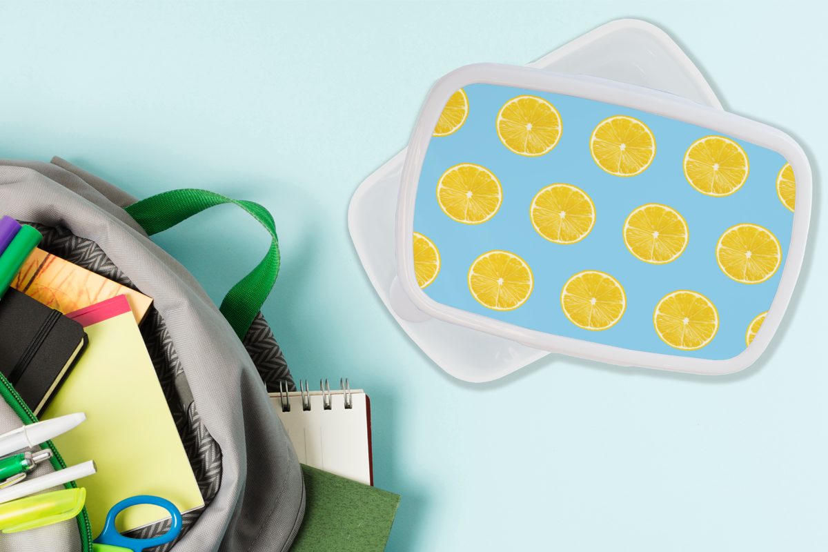 Zitrone Farben - Jungs Kunststoff, (2-tlg), MuchoWow Muster, Lunchbox Brotbox und - Mädchen für Brotdose, für Erwachsene, weiß und Kinder