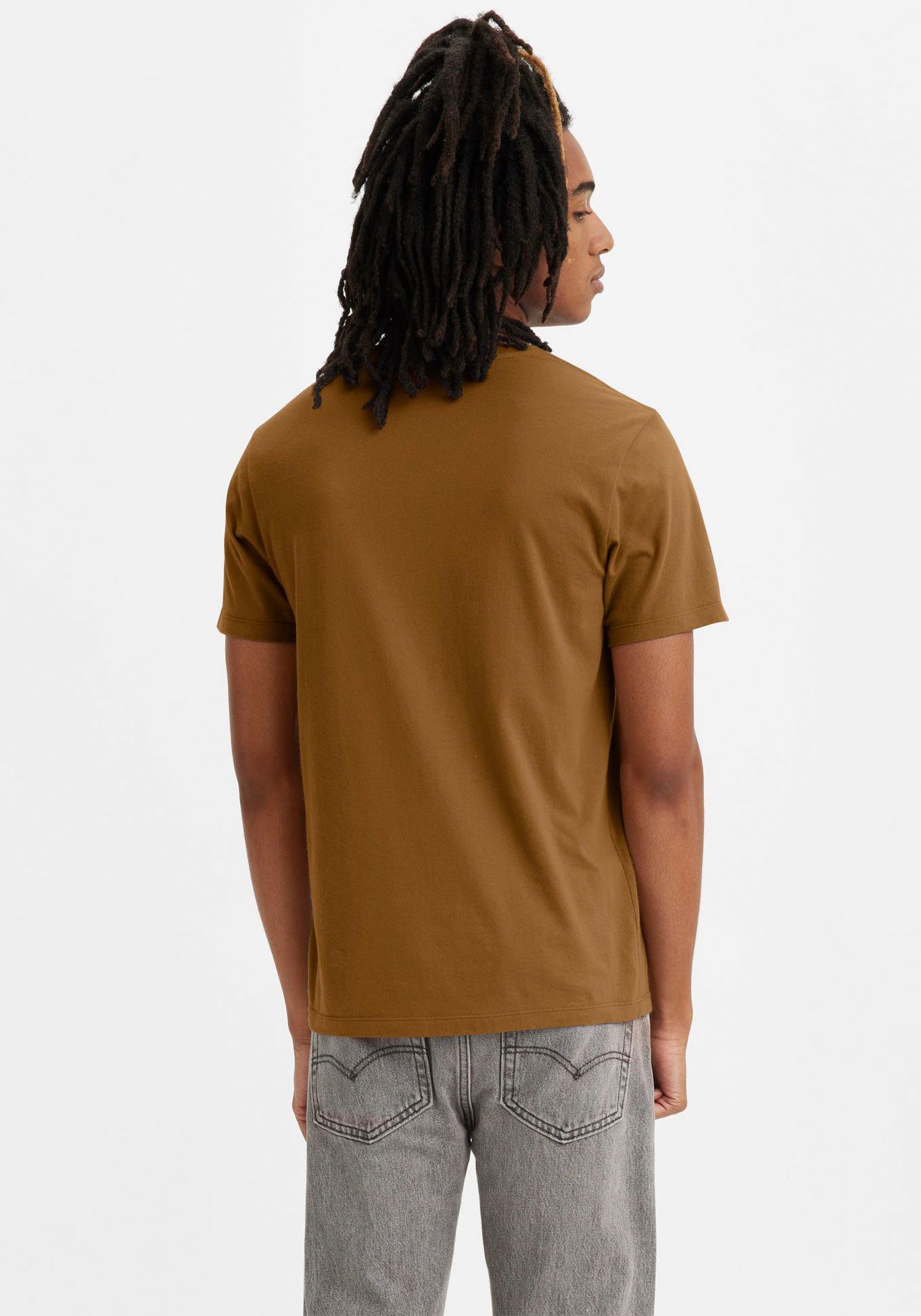 Levi's® T-Shirt braun Logo-Front-Print CREWNECK mit TEE