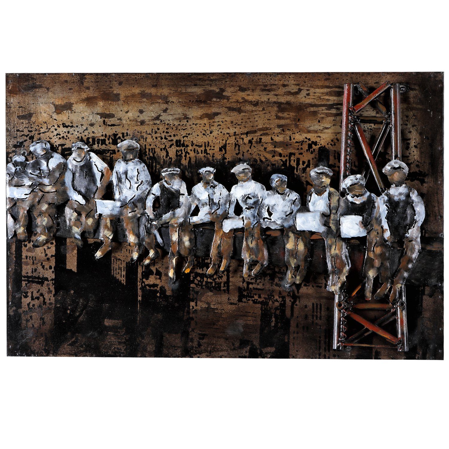 Home4Living Metallbild Metallbild 60x40cm Wandbild 3D Relief Unikat Handmade, Work, 3D Effekt