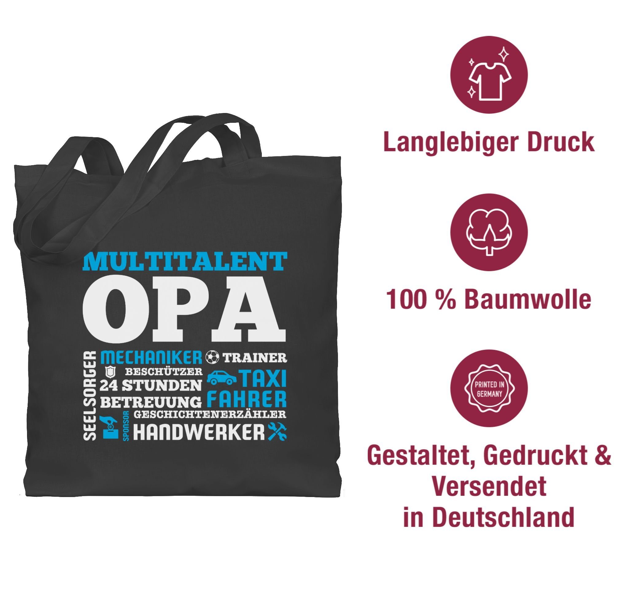 Opa, 2 Geschenke Multitalent Umhängetasche Opa Dunkelgrau Shirtracer