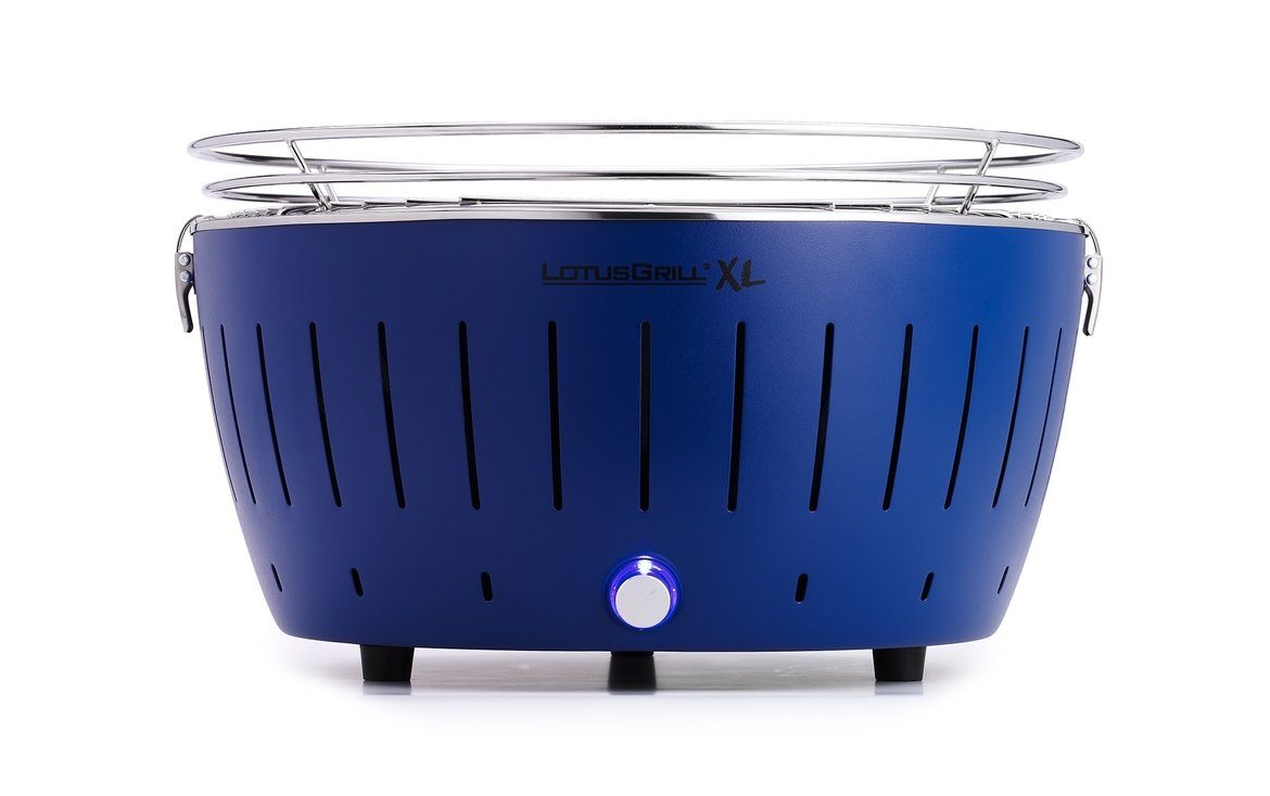 LotusGrill Holzkohlegrill LotusGrill XL Starter-Set XL Grill Tiefblau mit USB-Anschluß