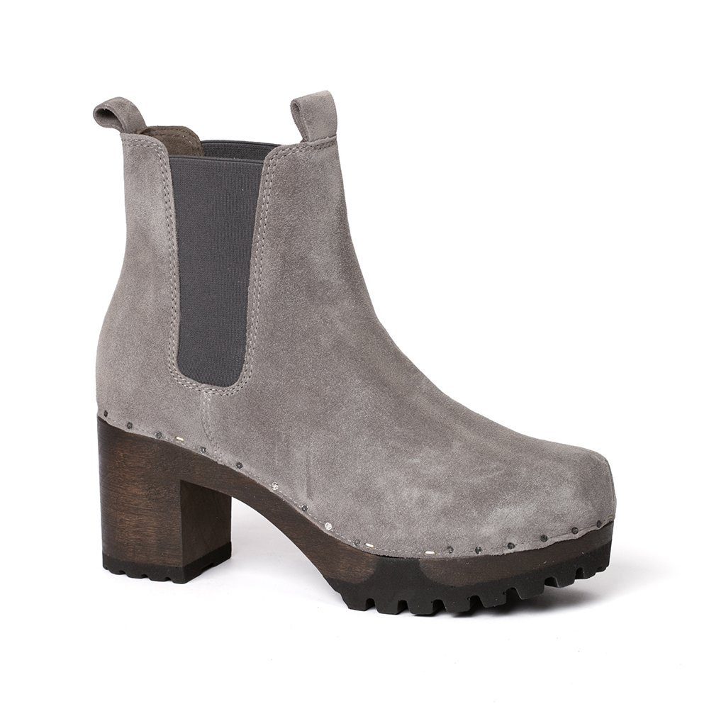 Softclox ODILIA Kaschmir grau (dunkel), Winter, Holz, Clogs, Damen, bequem Stiefelette