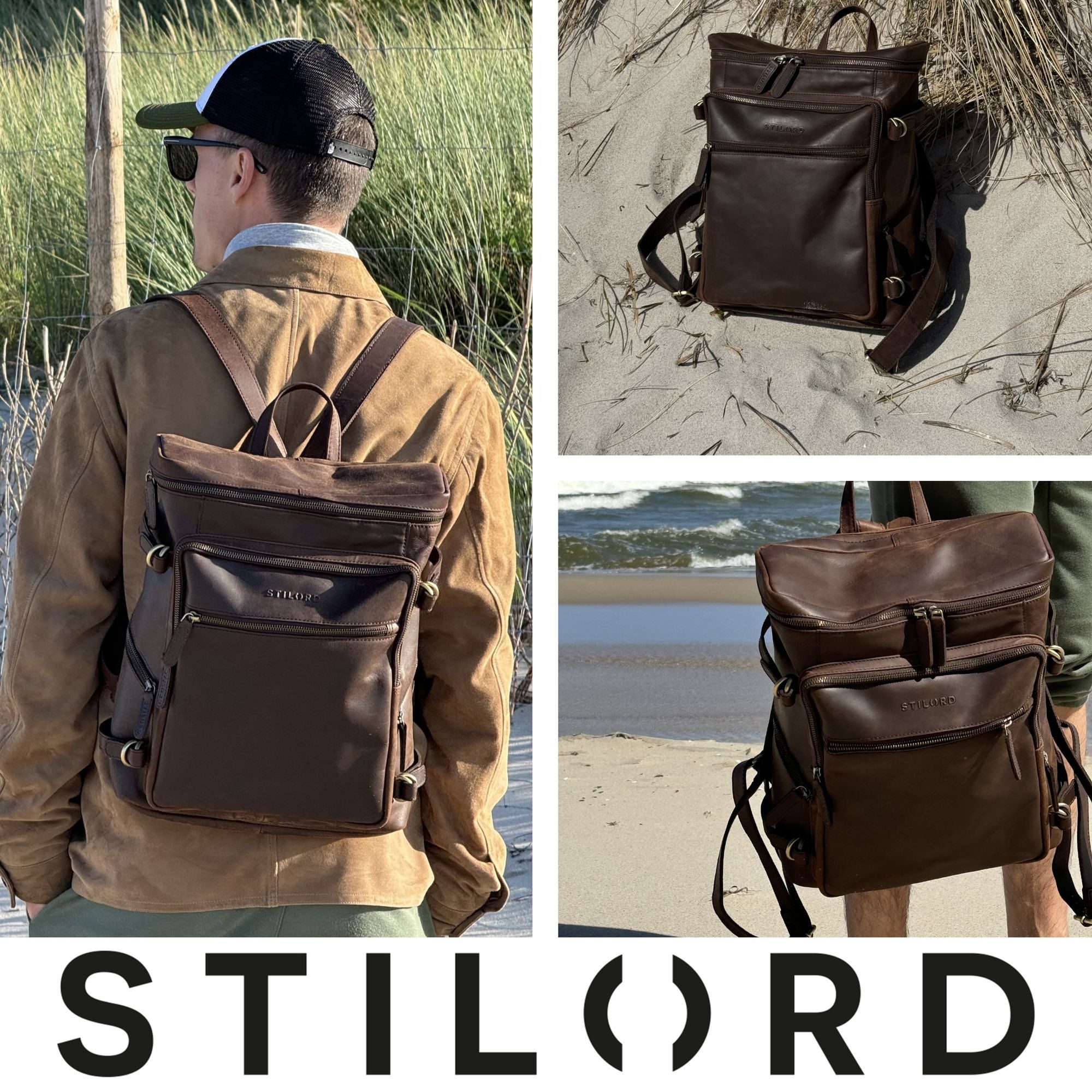 STILORD Notebookrucksack "Alvar" Businessrucksack Laptop-Fach 15.6 Zoll Herren Damen Echtleder