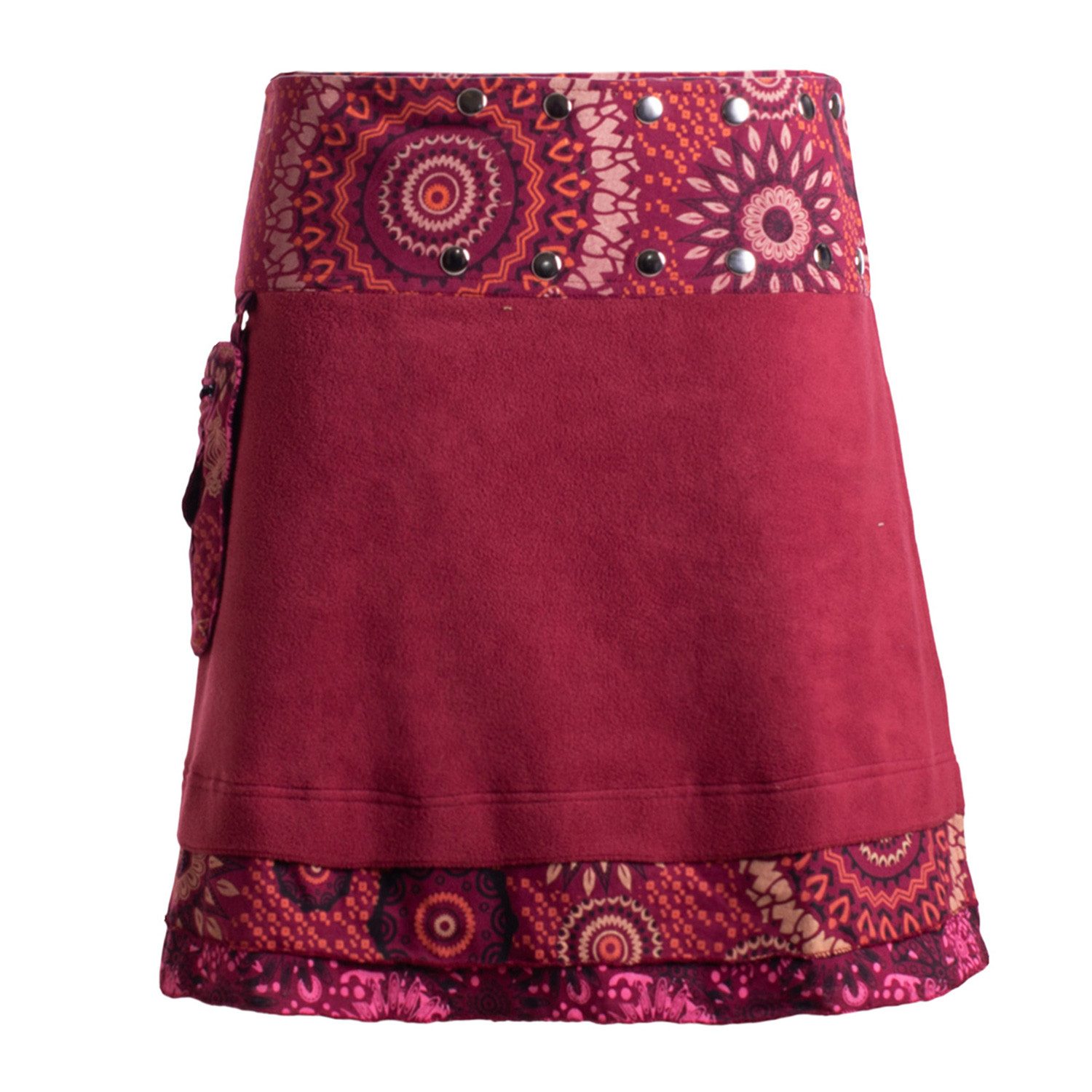 Minirock Damen Warmer Wickelrock Rock zum Wickeln mit Druckknöpfen Mandalas