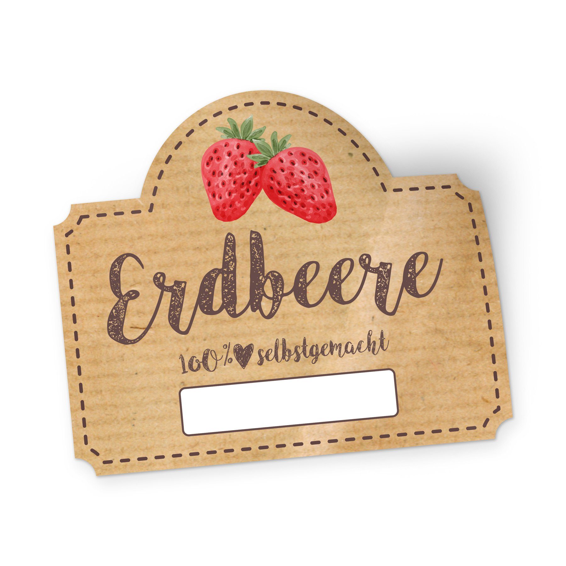 itenga Aufkleber itenga 50 x Marmeladen Etikett Erdbeer 4,5x3,8cm 100% selbstgemacht St