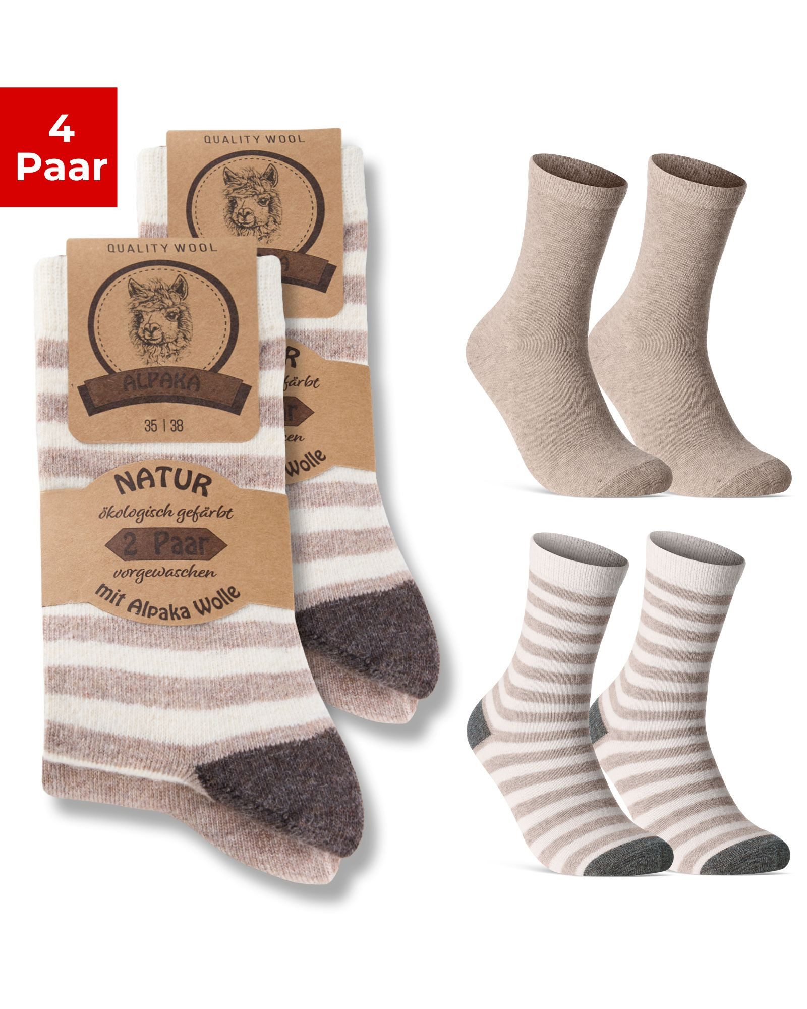 sockenkauf24 Thermosocken Alpaka Socken warme Wintersocken mit Wolle Damen & Herren Wollsocken (4-Paar)