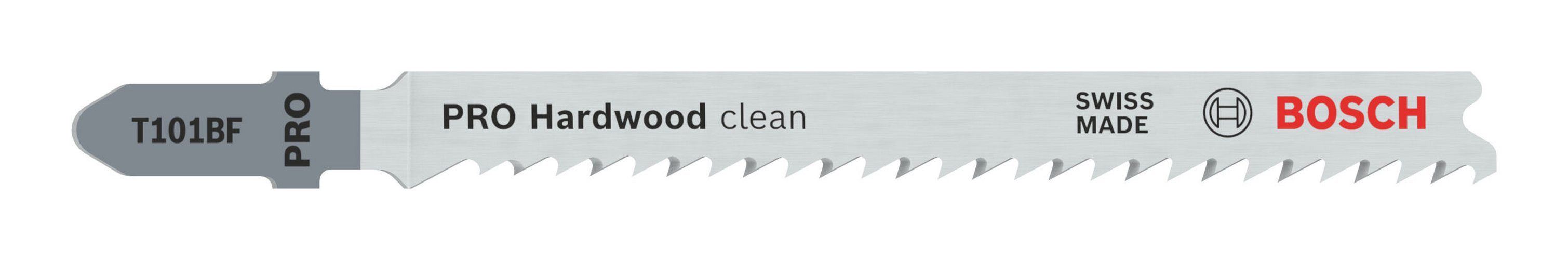 BOSCH Stichsägeblatt Pro Hardwood (5 Stück), Hardwood clean T101BF, 100 mm - 5er Pack