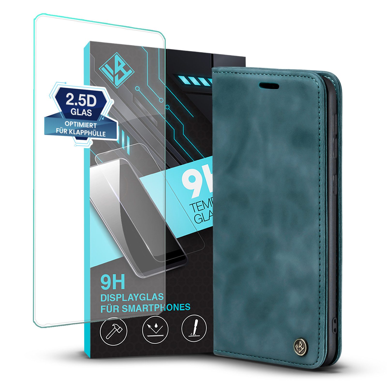 Tec-Expert Handyhülle Handyhülle Tasche Klapp Hülle für Samsung Galaxy A34 5G 6.6 Zoll, 6.6, Cover Klapphülle Case mit Kartenfach aufstellbar mit Displayglas