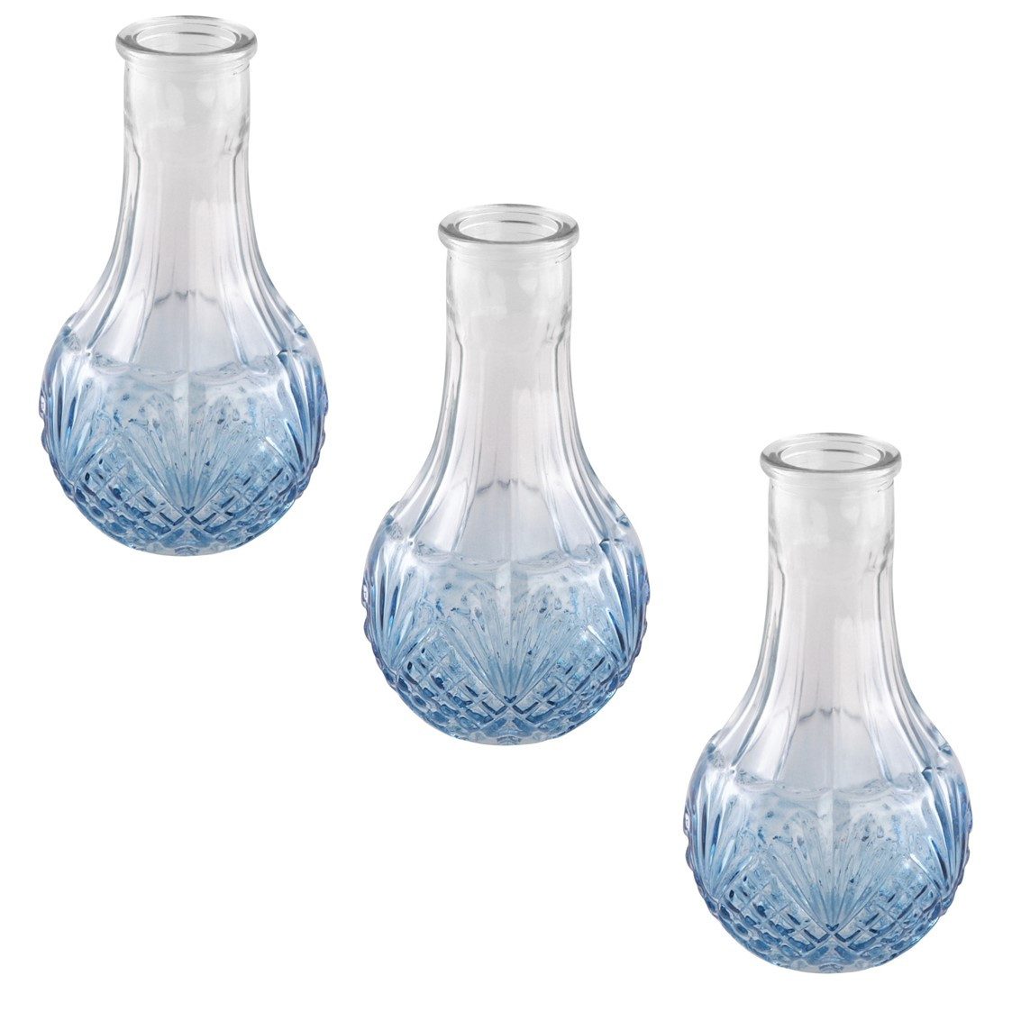 CHAKS Tischvase Otto Kleine Vasen (3 Stk) Blumenvasen bauchig mit Farbverlauf Blau