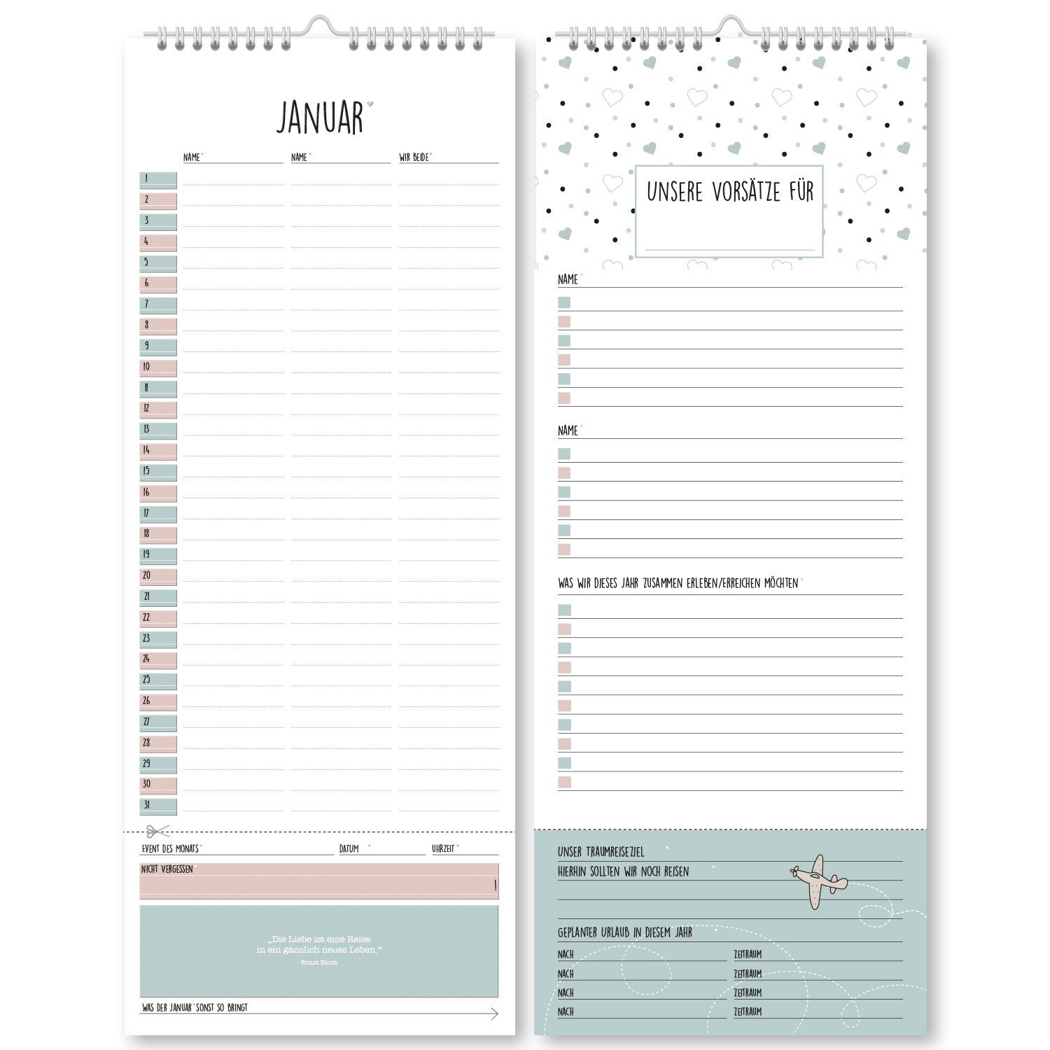 CUPCAKES & KISSES Kalender zum Selbstbasteln Paarkalender ohne festes Jahr