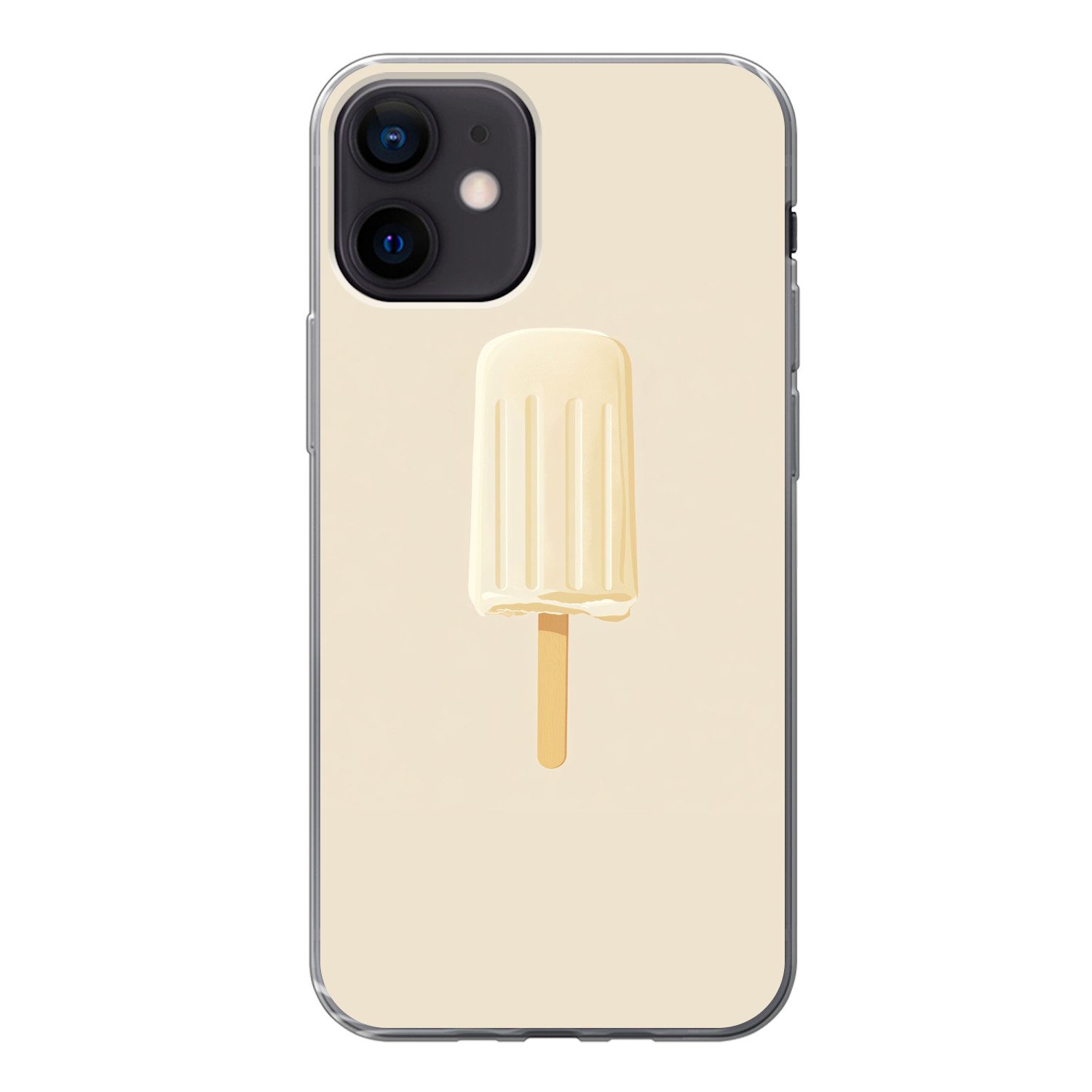MuchoWow Handyhülle für Apple iPhone 12 Minimalistisch - Wassereis - Stick - Beige, Smartphone-Bumper, Print, Handy Schutzhülle Dünn