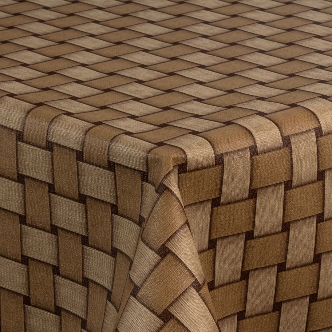 laro Tischdecke Wachstuch-Tischdecken Abwaschbar Rattan Braun Beige rechteckig – Bild 3 von 4