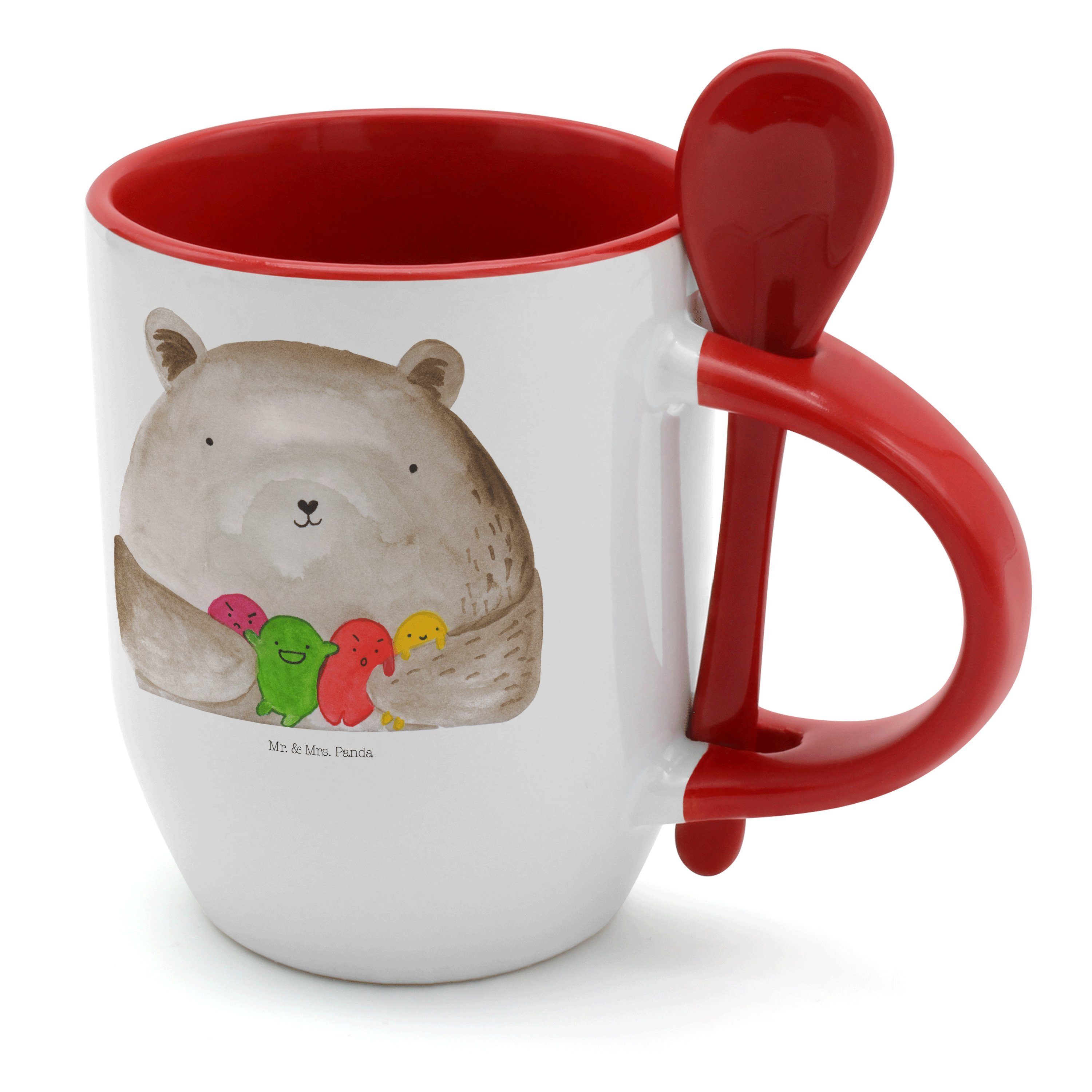 Mr. & Mrs. Panda Tasse Bär Gefühl - Weiß - Geschenk, Teddy, Kaffeetasse, Durchgedreht, Teddy, Keramik