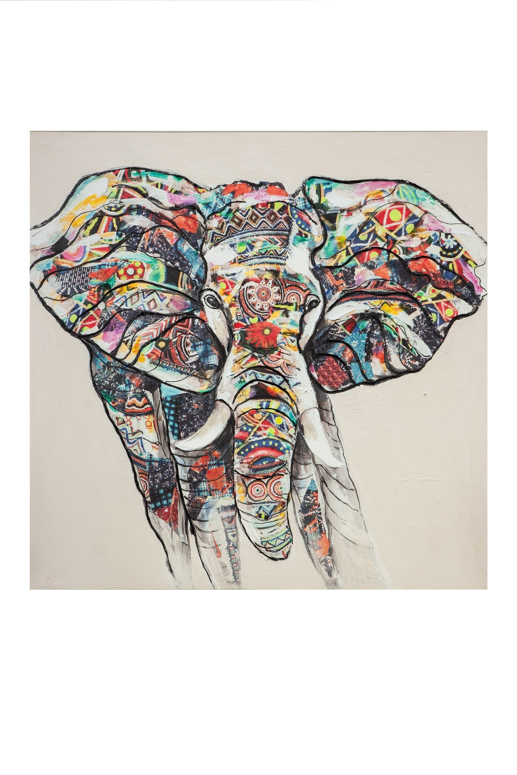 GILDE Bild GILDE Bild Bunter Elefant - mehrfarbig - H. 100cm x B. 100cm