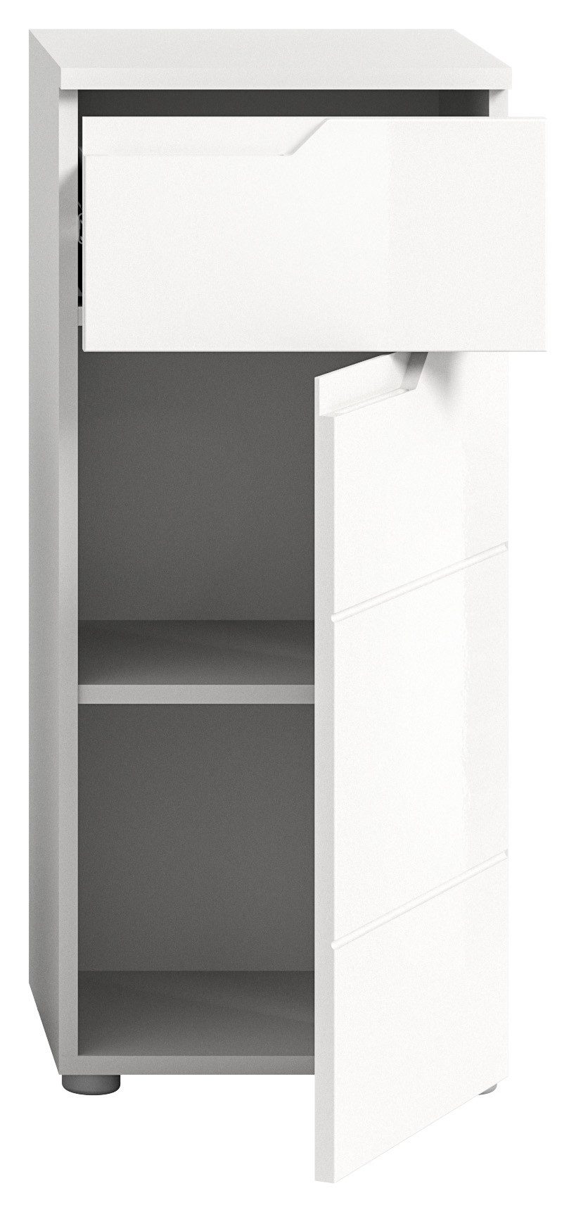 xonox.home Badkommode, Weiß Hochglanz Softclose Melamin Modern 38x87x34 cm