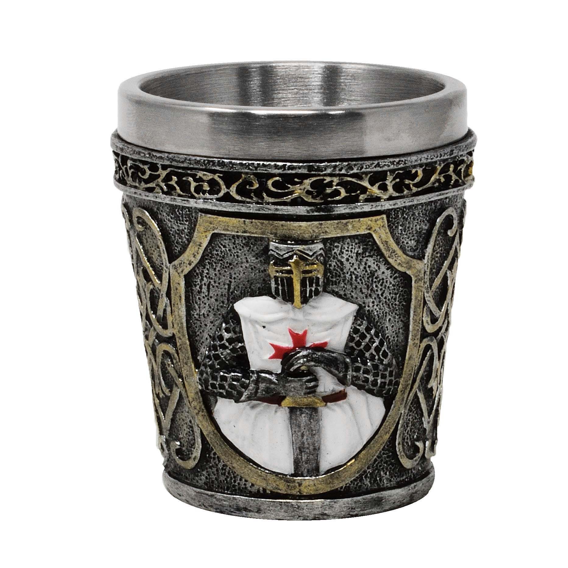Schnapsglas 4er Set Shotglas "Kreuzritter weiss" - Schnaps, Ritter