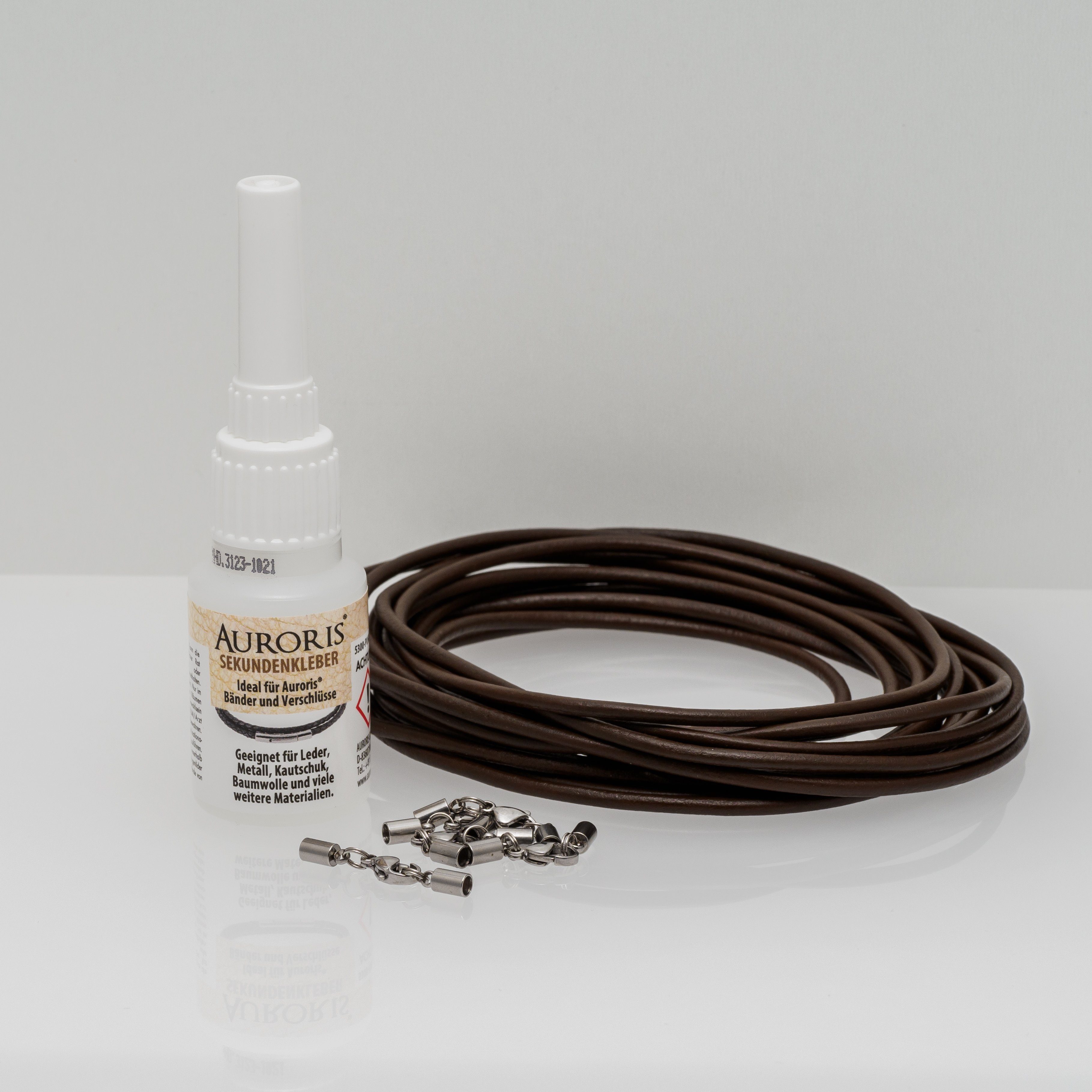 Auroris Schmuckset DIY-Set aus 5m Lederband, Verschlüssen und Kleber für Ke günstig online kaufen