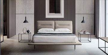JVmoebel Polsterbett, Design Holz Textilleder Betten 200x200cm Bett Schlafzimmer Hotel