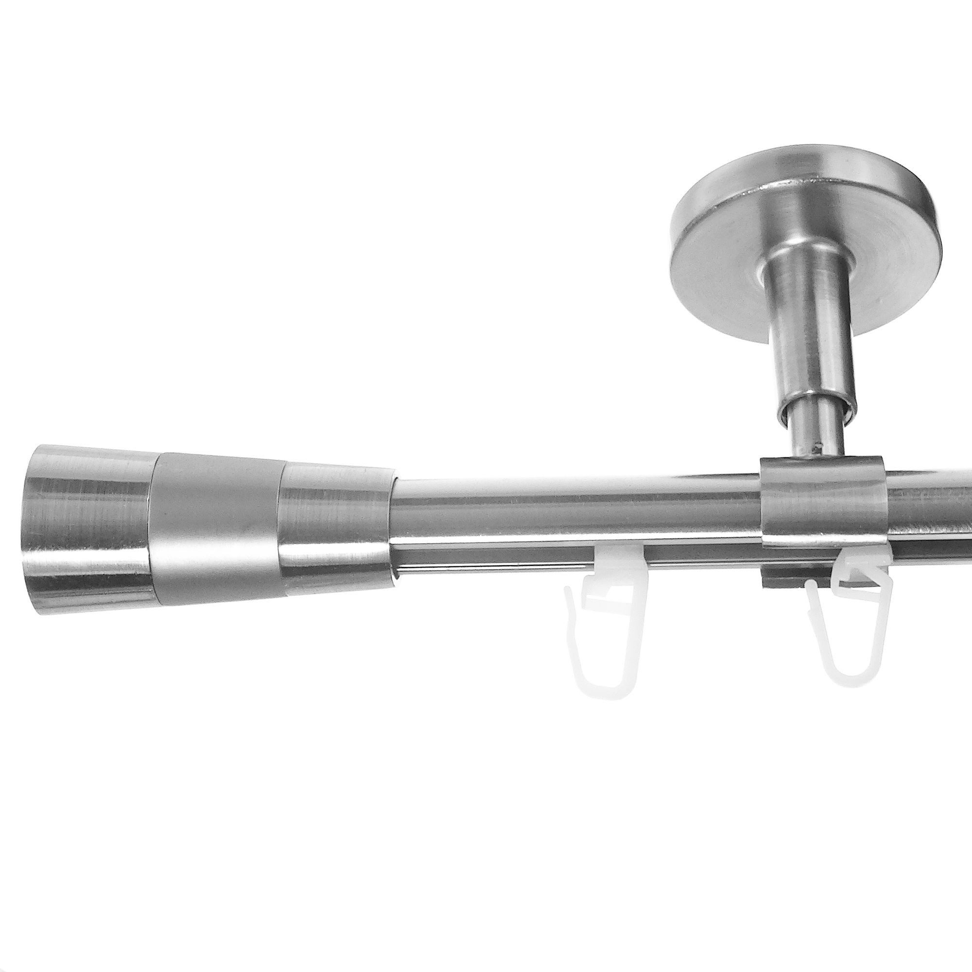 BASIT Gardinenstange Innenlauf 16 mm mit Deckenträgern 600 cm E11, Ø 16 mm, 1-läufig, verschraubt, Aluminium, D70 600 cm E11 Kegel