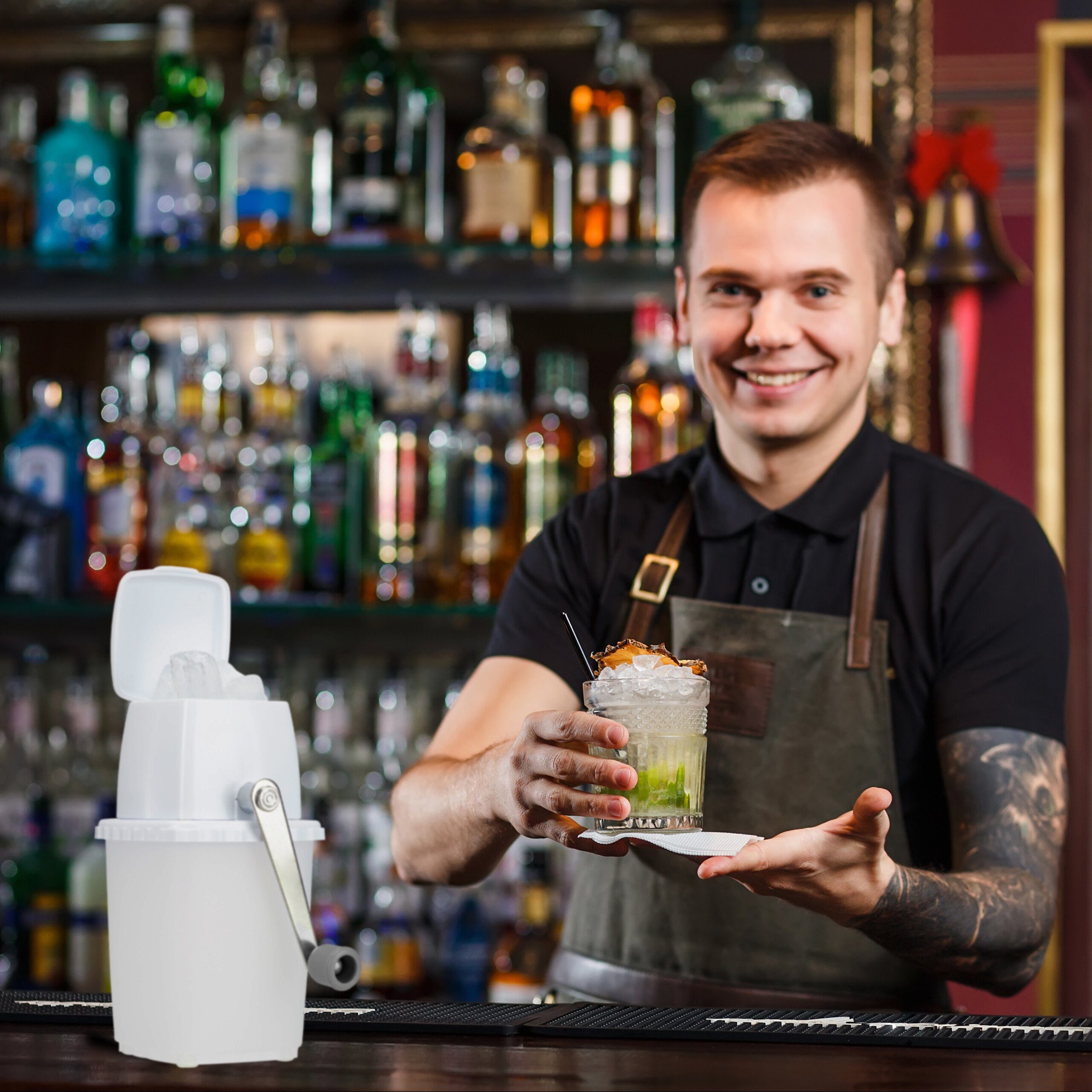 relaxdays Eiswürfelbehälter Manueller Eiscrusher, Kunststoff