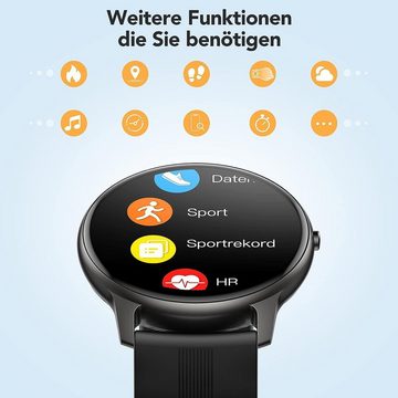 AGPTEK Fur Herren mit personalisiertem Bildschirm Fitness Tracker Smartwatch (1.3 Zoll, Android / iOS), mit Herzfrequenz, Schrittzähler, Kalorien, usw. IP68 Wasserdicht