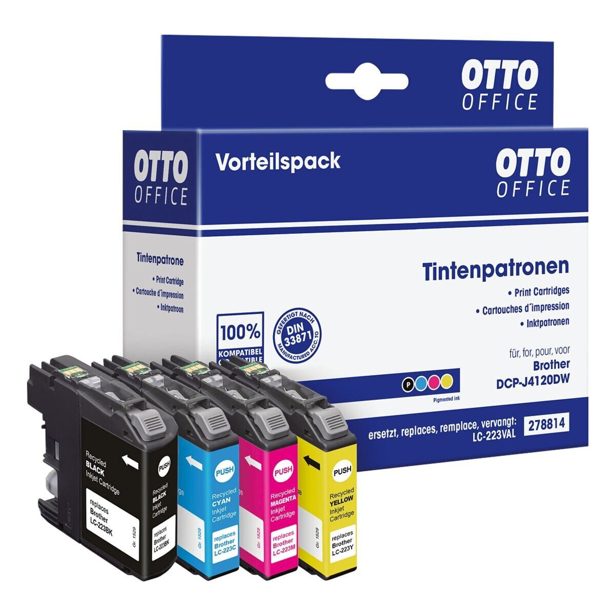 Otto Office LC223BK / LC223C / LC223M / LC223Y Tintenpatrone (Set, 4-tlg., ersetzt Brother »LC223 BK/C/M/Y«, schwarz, cyan, magenta, gelb)