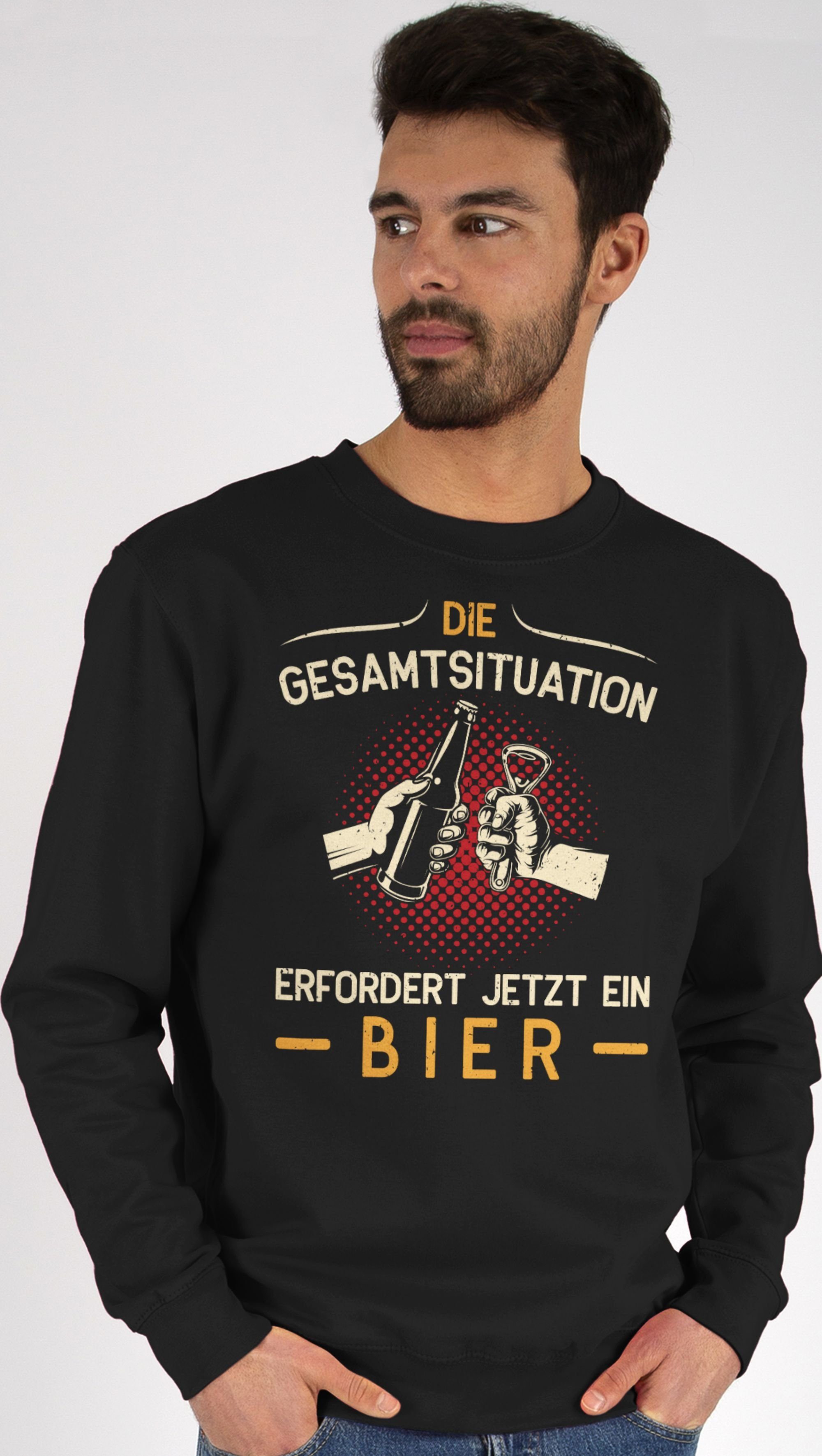 Shirtracer Sweatshirt Die Gesamtsituation erfordert Bier & 2 jetzt Herren Alkohol (1-tlg) - Bierfreunde Va Schwarz Party Geschenk ein