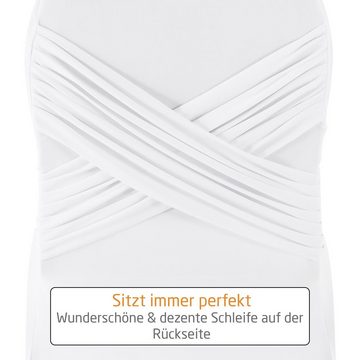 Raburg Stapelstuhl DAVID Bankettstuhl ROT mit CINDERELLA Stretch-Stuhl-Hussen WEIß (verschiedene Setgrößen, 6 St), belastbar bis 150 kg, stapelbar, ideal für Festlichkeiten & Partys