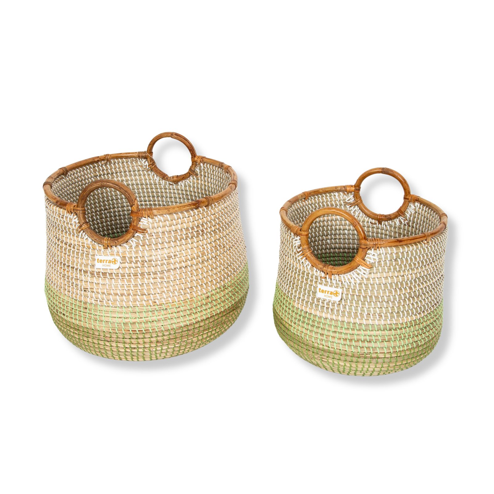 Aufbewahrungskorb Korbset 2 tlg Seegras Rattan Ø42 und Ø 37 Allzweckkorb